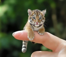 AI: Miniature Tiger on Finger Tip