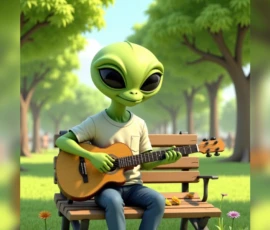 AI: Albert Playing Guitar in Park